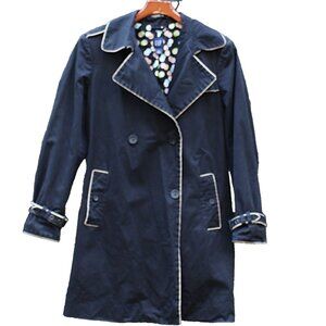 Gap - Vintage Y2K Double Breasted Trench Coat in Black with Polka Dot Lining, L